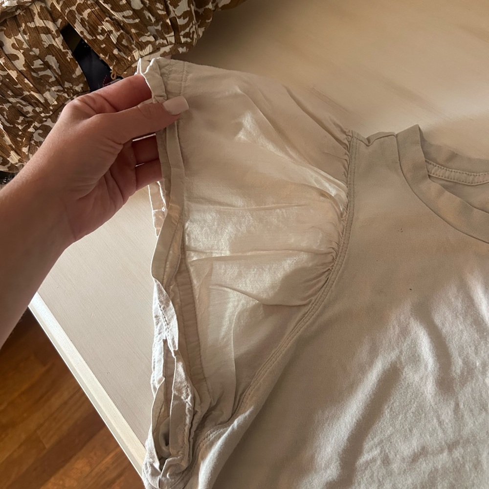 White Ruffle Sleeve Top - Picture 2 of 3